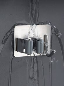 1入組粘性多用途掛鉤壁掛式拖把收納架刷子掃帚掛鉤廚房浴室強力掛鉤 - 銀色 - 查看 2