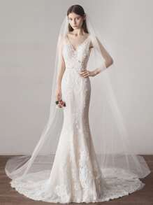 長款婚禮面紗 - 白色 - 查看 3