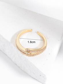Cubic Zirconia Decor Cuff Ring