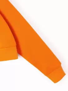 SHEIN EZwear Hoodie Chất rắn Dây rút Mùa vụ Lót nhiệt - trái cam - Xem 3