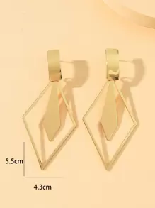 Geo Decor Drop Earrings - Yellow Gold - View 4