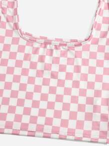 SHEIN Qutie Checker Crop Tank Top - Baby Pink - View 4