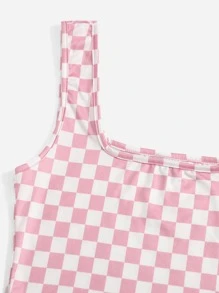 SHEIN Qutie Checker Crop Tank Top - Baby Pink - View 5