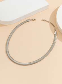 Minimalist Metallic Necklace - Silver - View 3