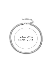 Minimalist Metallic Necklace - Silver - View 6