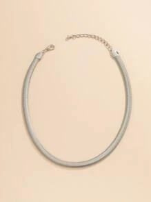 Minimalist Metallic Necklace - Silver - View 4