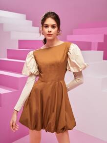 Milk the Label Đầm Dây kéo Khối Màu Hấp dẫn - màu nâu - Xem 1