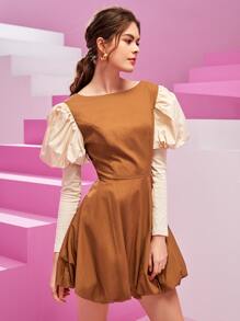 Milk the Label Đầm Dây kéo Khối Màu Hấp dẫn - màu nâu - Xem 3