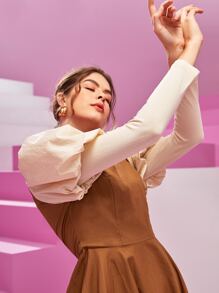 Milk the Label Đầm Dây kéo Khối Màu Hấp dẫn - màu nâu - Xem 4