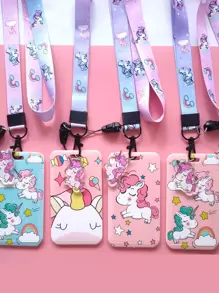 1入組獨角獸樣式隨機卡套附帶繩子 - 彩色 - 查看 1