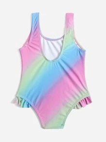 Toddler Girls Ombre Unicorn Print One Piece Swimsuit - Multicolor - View 2