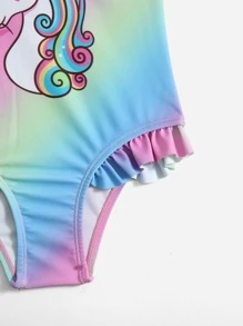 Toddler Girls Ombre Unicorn Print One Piece Swimsuit - Multicolor - View 3