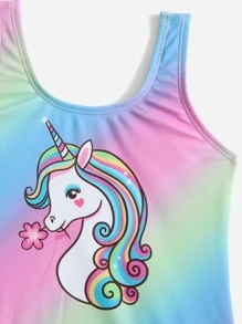Toddler Girls Ombre Unicorn Print One Piece Swimsuit - Multicolor - View 5