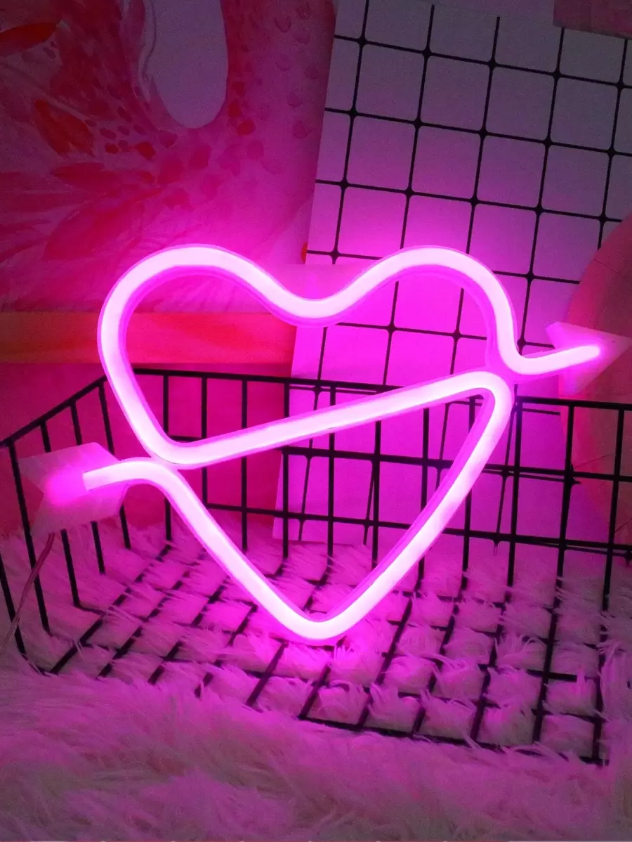 Heart Shaped Neon Light - Pink - View 1