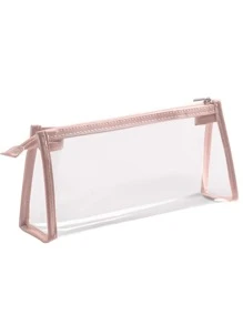 1pc Clear Pencil Case - Pink - View 3