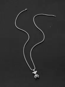 Những người đàn ông thời trang và phổ biến Vòng cổ hợp kim gấu quyến rũ cho món quà trang sức và cho một vẻ ngoài sành điệu - Bạc - Xem 2