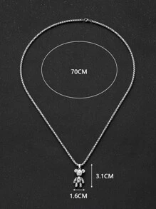 Những người đàn ông thời trang và phổ biến Vòng cổ hợp kim gấu quyến rũ cho món quà trang sức và cho một vẻ ngoài sành điệu - Bạc - Xem 3