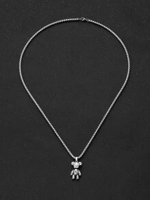 Những người đàn ông thời trang và phổ biến Vòng cổ hợp kim gấu quyến rũ cho món quà trang sức và cho một vẻ ngoài sành điệu - Bạc - Xem 4