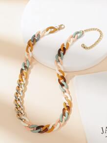 撞色和手鐲鏈條樣式項鍊 - 彩色 - 查看 2