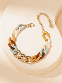 撞色和手鐲鏈條樣式項鍊 - 彩色 - 查看 3