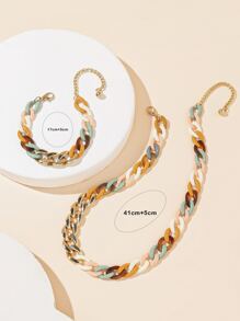 撞色和手鐲鏈條樣式項鍊 - 彩色 - 查看 4