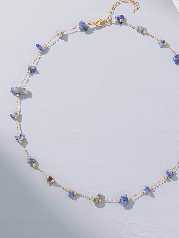 1pc Handmade Asymmetrical Shape Tumbled Stone Necklace