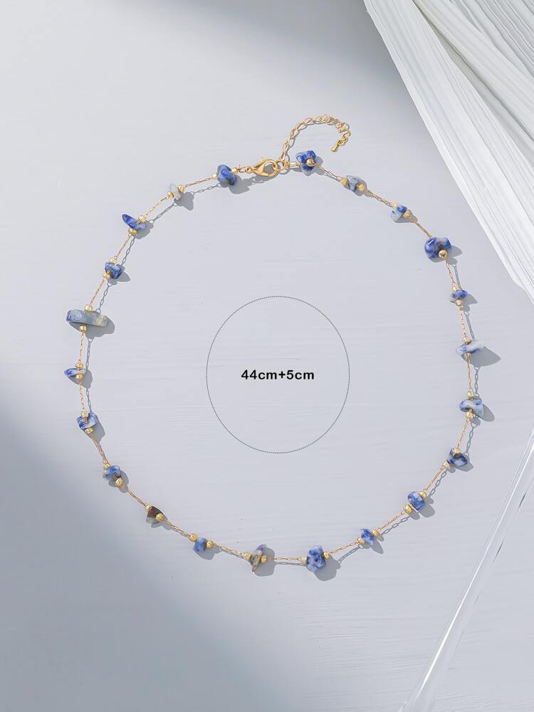 1pc Handmade Asymmetrical Shape Tumbled Stone Necklace