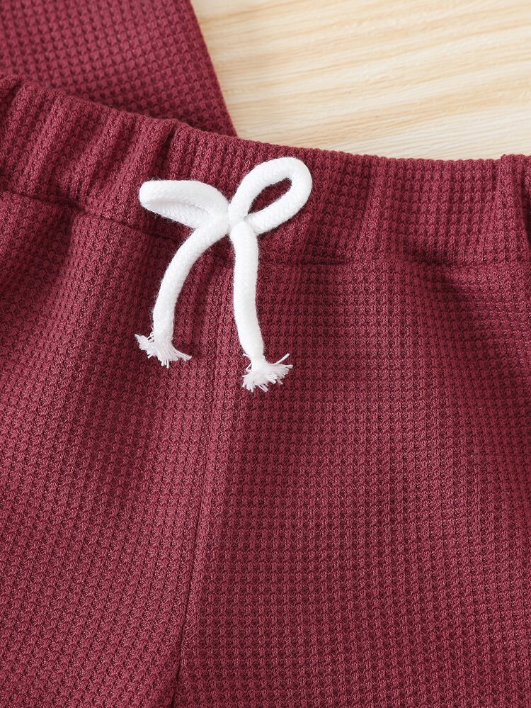 Young Girl Waffle Knit Tank Top & Knot Front Shorts