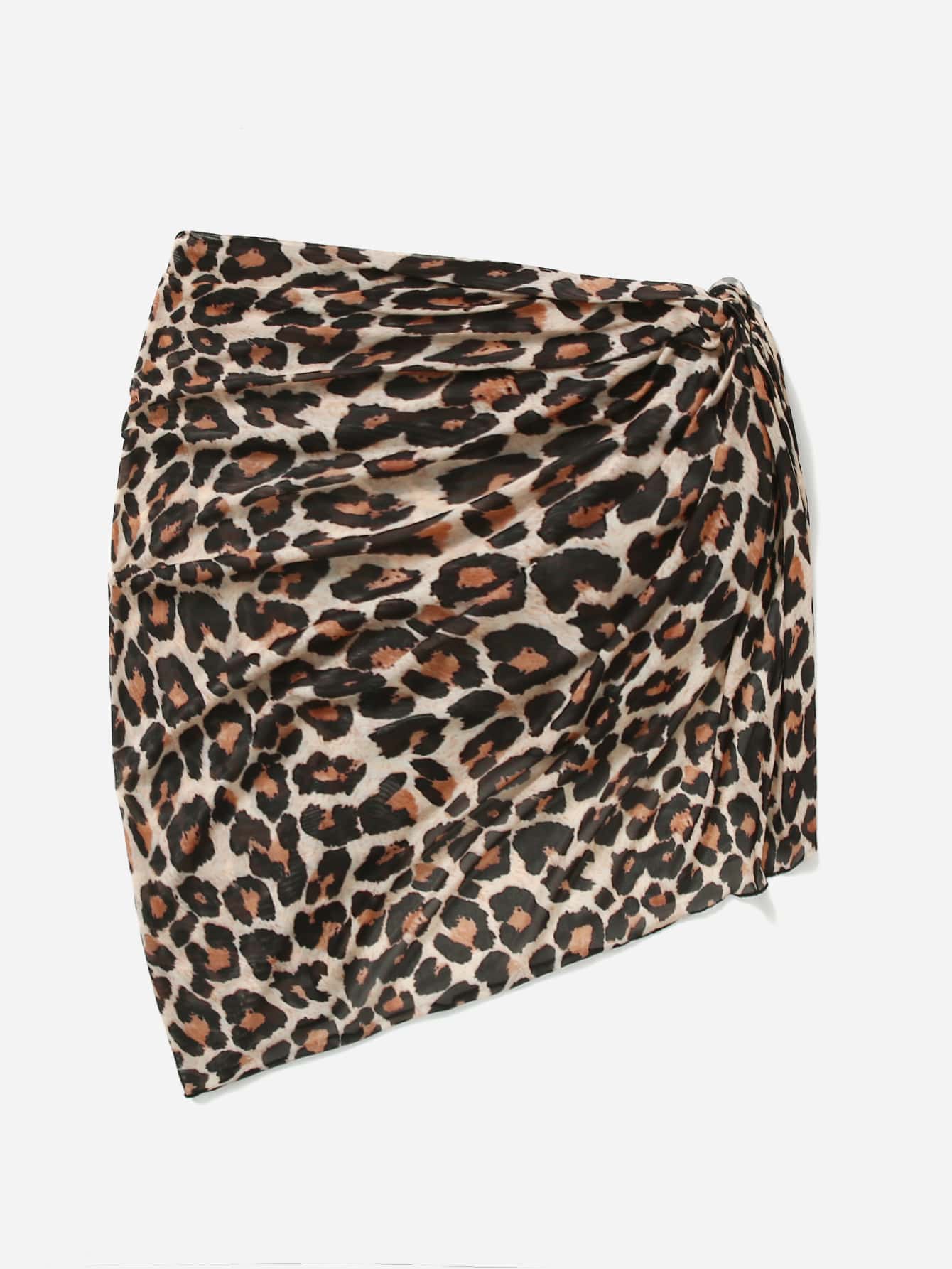 1pc 2025 New Year Party Leopard Print Cover Up & Plus Size Mini Skirt Set Summer