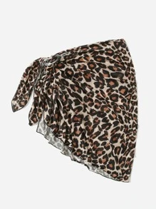 Swim Vcay Set de 2 piezas de 2025 - Conjunto de falda mini de talla grande y cubrecuerpo con estampado de leopardo para fiesta de Año Nuevo