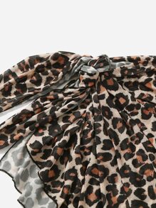Swim Vcay Set de 2 piezas de 2025 - Conjunto de falda mini de talla grande y cubrecuerpo con estampado de leopardo para fiesta de Año Nuevo