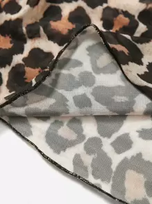 Swim Vcay Set de 2 piezas de 2025 - Conjunto de falda mini de talla grande y cubrecuerpo con estampado de leopardo para fiesta de Año Nuevo