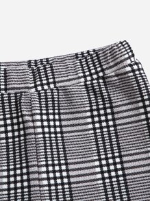 SHEIN Girls Lettuce Trim Top & Plaid Trousers - Multicolor - View 4