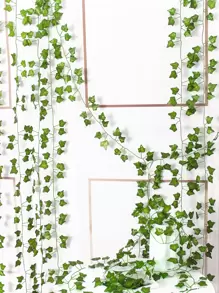 1 Stück/4 Stück künstliche dünne Blattranke Partydekoration für Garten, Hochzeit, Künstliche Pflanzen - Grün - Übersicht 1