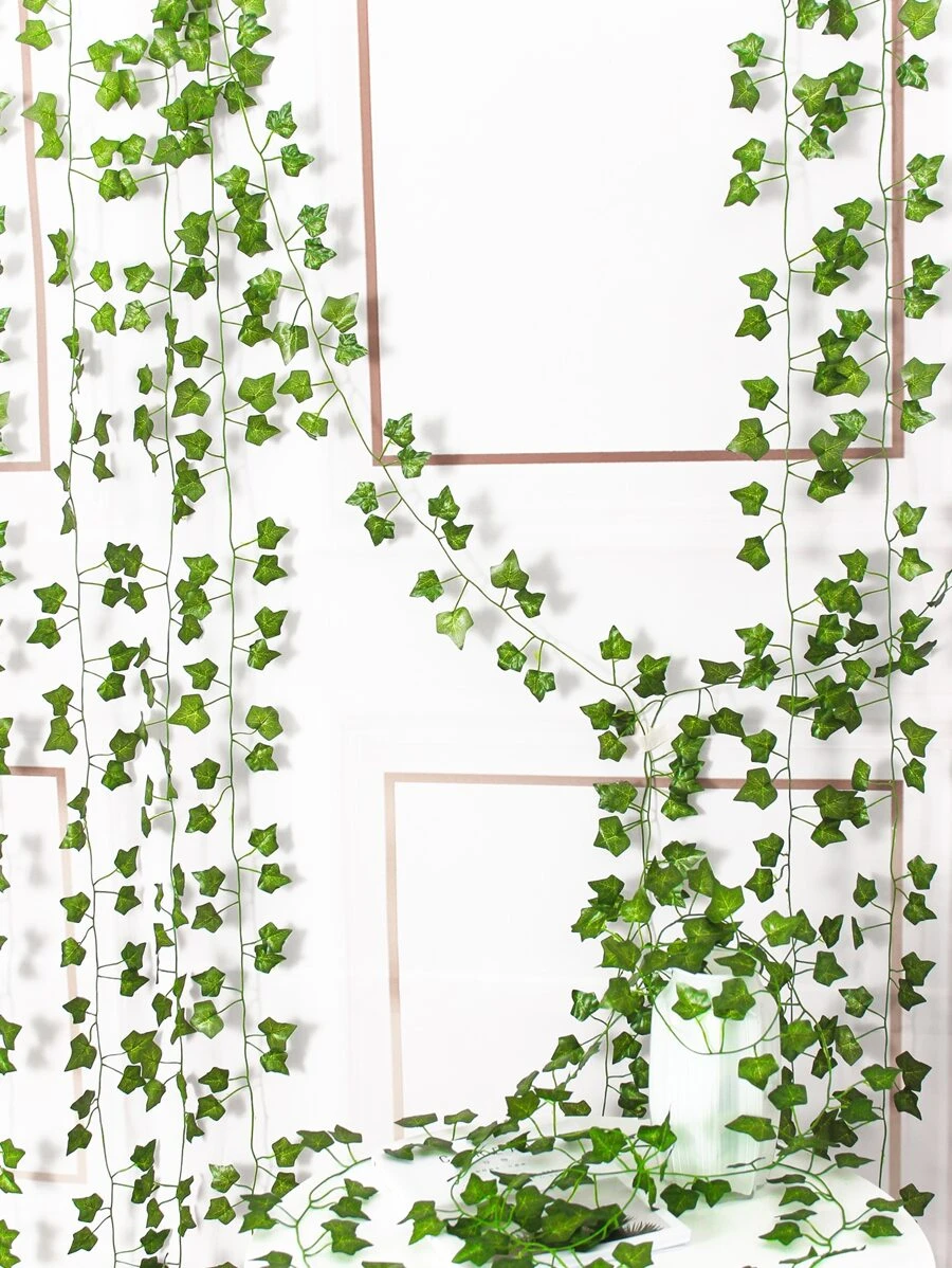 1 Stück/4 Stück künstliche dünne Blattranke Partydekoration für Garten, Hochzeit, Künstliche Pflanzen - Grün - Übersicht 1
