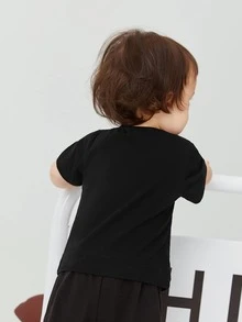 Tops em bé Lá thư Loại bướm - màu đen - Xem 2