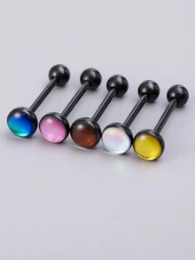 5pcs Color Changing Tongue Barbell Ring - Black - View 3