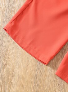 SHEIN 小女童蝴蝶結打褶吊帶上衣和紙袋褲子 - 彩色 - 查看 4