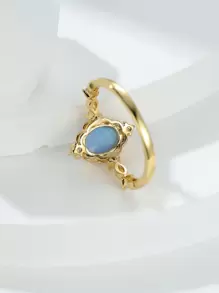 Vanel 1 Chiếc Nhẫn Đá Opal Nhân Tạo Hình Quả Trứng Thiết Lập 4 Chân Phong Cách Cung Điện Retro - Vàng - Nhiều màu - Xem 2