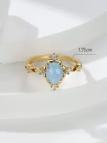 Vanel 1 Chiếc Nhẫn Đá Opal Nhân Tạo Hình Quả Trứng Thiết Lập 4 Chân Phong Cách Cung Điện Retro - Vàng - Nhiều màu - Xem 3