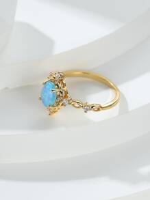 Vanel 1 Chiếc Nhẫn Đá Opal Nhân Tạo Hình Quả Trứng Thiết Lập 4 Chân Phong Cách Cung Điện Retro - Vàng - Nhiều màu - Xem 4