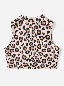 SHEIN Girls Leopard Print Tank Top - Multicolor - View 2