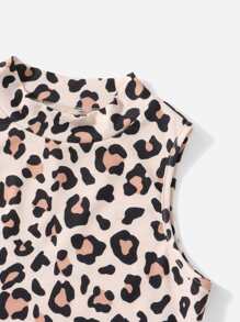 SHEIN Girls Leopard Print Tank Top - Multicolor - View 3