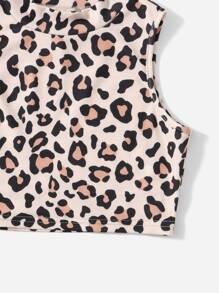 SHEIN Girls Leopard Print Tank Top - Multicolor - View 4