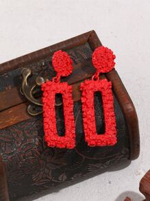 Bông tai hình học thả - Đỏ - Xem 3