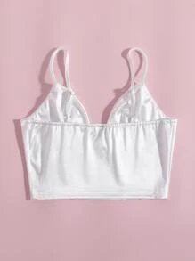 Chiquease 纯色紧身胸衣缎面短款吊带背心，适合节日派对服装 - 白色 - 查看 2