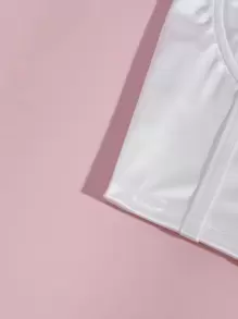 Chiquease 纯色紧身胸衣缎面短款吊带背心，适合节日派对服装 - 白色 - 查看 4