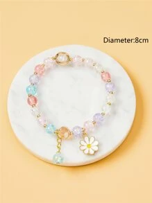 Flower Charm Beaded Bracelet - Multicolor - View 3