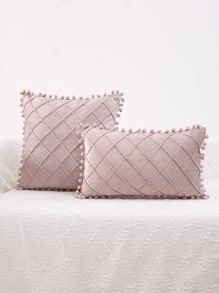 1入組小絨球絲絨靠墊套不附帶墊芯