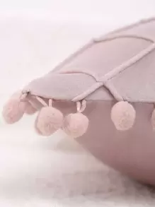 1入組小絨球絲絨靠墊套不附帶墊芯